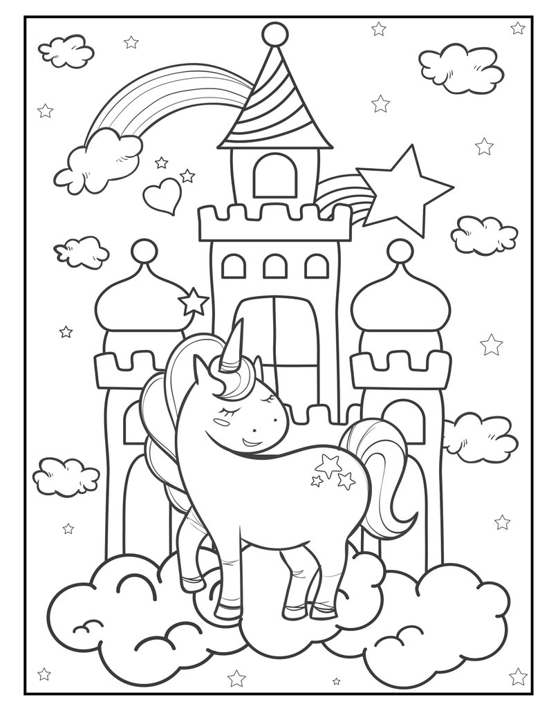 printable unicorn kids coloring book unicorn printable etsy