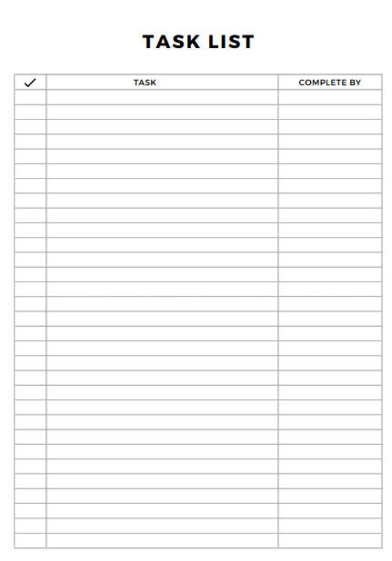 Task List Digital Instant Download Printable Etsy