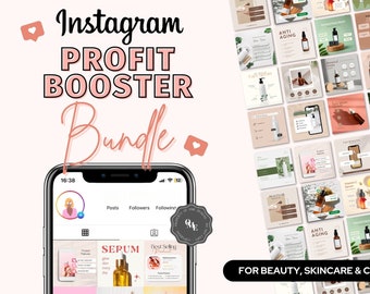 Instagram Templates Bundle, Instagram Feed Post Template, Instagram Story for Cosmetics, Beauty and Skincare Brands