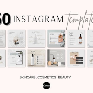 Instagram Template, Instagram Post Template, Instagram Post, Cosmetics, Instagram post bundle, Beauty, Skincare Products, Mockup image 1