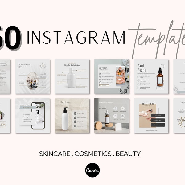 Instagram Template, Instagram Post Template, Instagram Post, Cosmetics, Instagram post bundle, Beauty, Skincare Products, Mockup