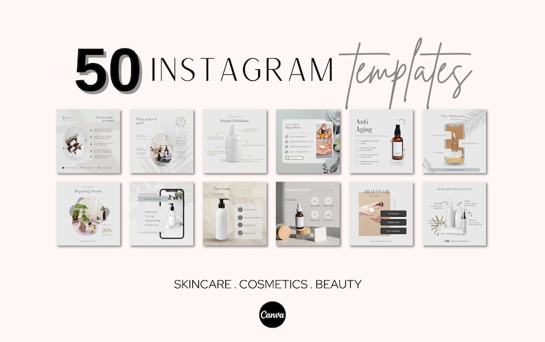 Instagram Template, Instagram Post Template, Instagram Post, Cosmetics, Instagram post bundle, Beauty, Skincare Products, Mockup image 1