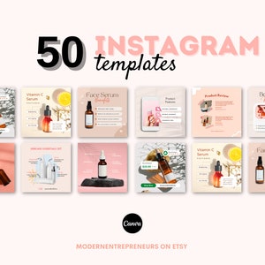 Instagram Template, Instagram Post Template, Instagram Post, Cosmetics, Instagram post bundle, Beauty, Skincare Products, Mockup image 1