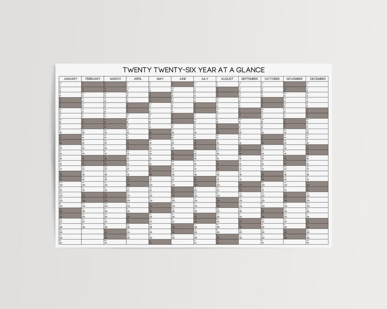 Large Wall Calendar: 2026 Year at a Glance - Matte Poster or Dry Erase ...