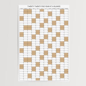 2025 or 2026 Yearly Wall Calendar - Minimalist Large Calendar Poster - Giant Vertical Layout - Year View Wall Planner for Home Office