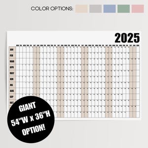 Large Wall Calendar 2025 & 2026 - Giant Yearly Calendar 36x54 - Horizontal Wall Planner - Big Office Wall Calendar - Annual Year View Poster