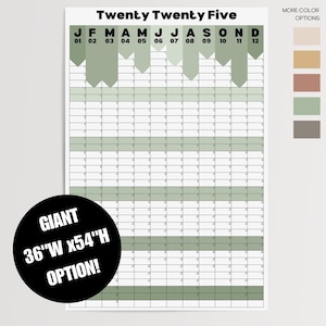 2025 or 2026 Yearly Wall Calendar - Minimalist Large Calendar Poster - Giant Vertical Layout - Year View Wall Planner for Home Office