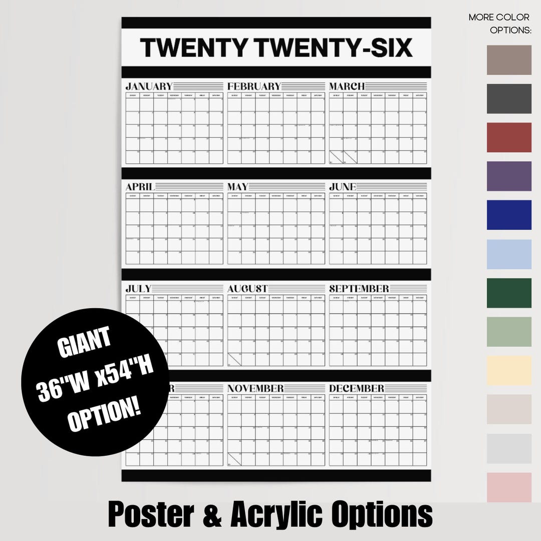 Wall Calendar Poster: Yearly Planning Tool (matte Poster or Acrylic) - Etsy