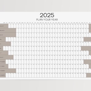 Large Wall Calendar 2025 & 2026 - Giant Yearly Calendar 36x54 - Horizontal Wall Planner - Big Office Wall Calendar - Annual Year View Poster