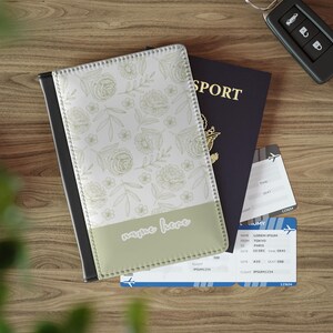 Custom Passport Cover Customized Luggage Tag Floral Passport Wallet Personalized Name Passport Sleeve Gift for Traveler