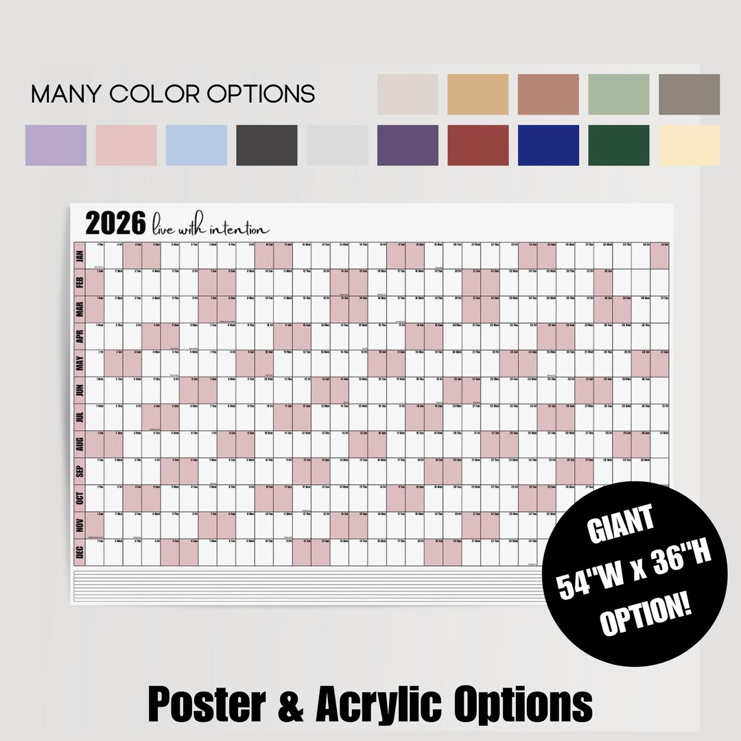 Large Calendar View Giant Wall Calendar - Extra Large Year-at-a-glance Planner - Etsy