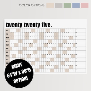 Giant Wall Calendar 54&quot; x 36&quot; Big Minimalist Annual 2025 2026 Office Planner Year At A Glance Calendar View Jumbo Poster Style Calendar