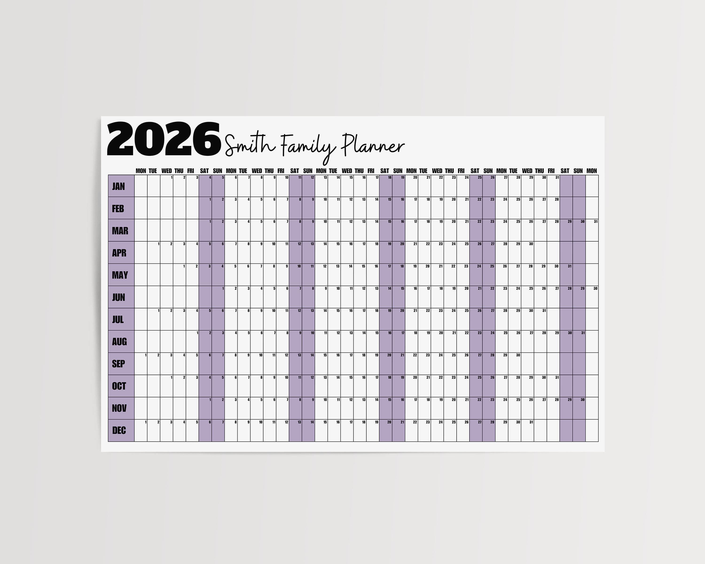 2026 Giant Wall Calendar - Yearly Planner for Home or Office - Etsy