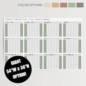 Large Wall Calendar 2025 & 2026 - Giant Yearly Calendar 36x54 - Horizontal Wall Planner - Big Office Wall Calendar - Annual Year View Poster