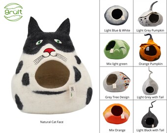 Grült Felt Cat House, Cat Bed, cat cave, from 100% natural Wool, Handfelted in Nepal, cat cave made of felt | katzenhause | katzenhöhle filz