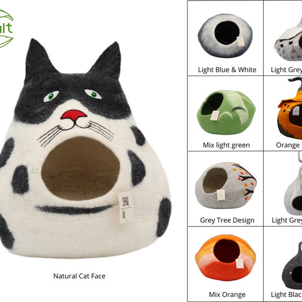 Nichoir pour chat Grült Felt, lit pour chat, grotte pour chat, à partir de laine 100 % naturelle, feutré à la main au Népal, Katzenhöhle aus Filz | maison de katzen | katzenhöhle filz