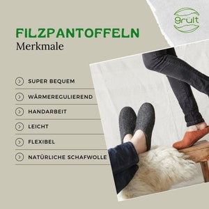 Grült Filzpantoffeln in verschiedenen Farben aus Schafwolle mit Ledersohle, Hausschuhe für Damen, Herren Pantoffel Bild 7