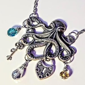 Steampunk Octopus Necklace Handmade