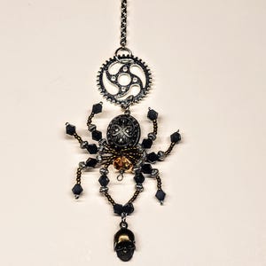 Steampunk Beaded Suncatcher Spider Handmade