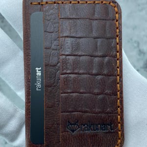 Handgefertigter Kartenhalter aus Leder, % 100 Leder, Kroko-Kartenhalter, Minimalistischer Kartenhalter, Kartenhalter für Männer und Frauen, schlanker Kartenhalter