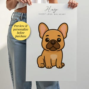 Custom Cartoon Pet Portrait: Personalized French Bulldog Art