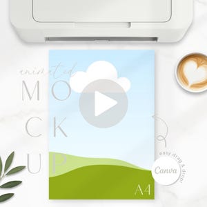 Modello Canva per mockup video di stampante A4.