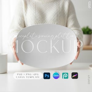 DecoPlate Oval Serving Platter Mockup Canva PSD