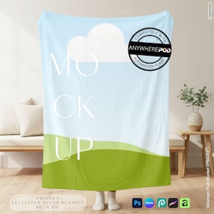 Velveteen Plush Blanket Mockup 60x80 Canva PSD