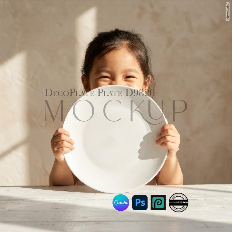 DecoPlate Plate D9820 Mockup, Canva, Photoshop, Photopea, Affinity - compatible with AnywherePOD