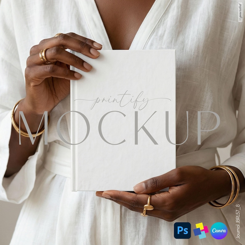 Printify Hardcover Journal Mockup Canva PSD image 1
