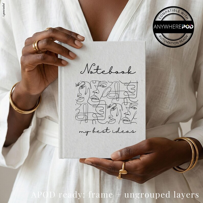 Printify Hardcover Journal Mockup Canva PSD image 5