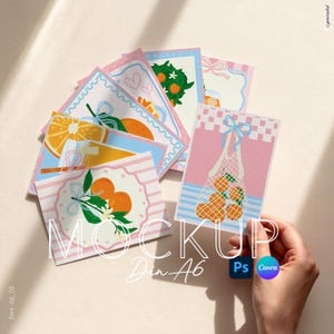 A6 Postcard Mockup Set Canva PSD Template