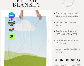Velveteen Plush Blanket Mockup 50x60 Canva PSD