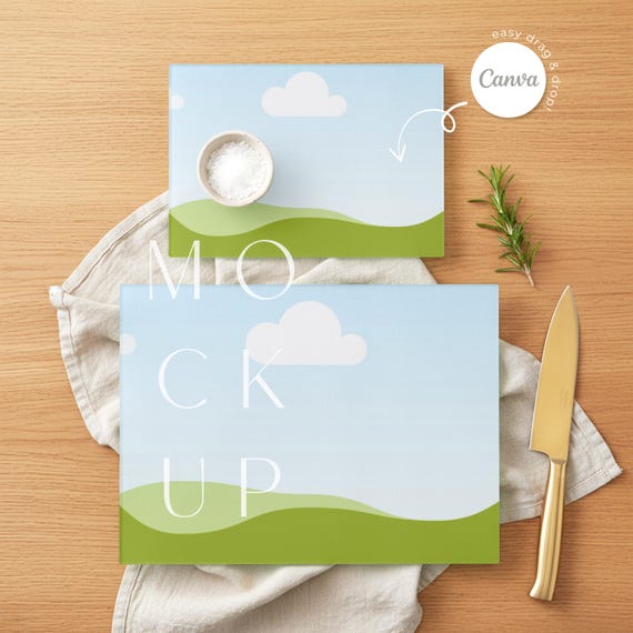 Glass Cutting Board Mockup for Printify: Canva Template (8x11 + 11x15) (Digital Download)