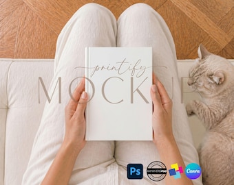Hardcover Journal Mockup Printify Canva PSD