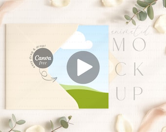 13x18 Animierte Hochzeitseinladung Mockup Canva Video Vorlage