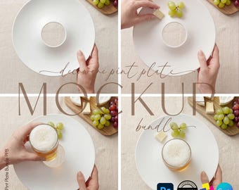 DecoPlate Pint Plate Mockup Bundle. O-Plate 9.45". Canva, PSD, AnywherePOD. BulkMockup. Party Appetizer