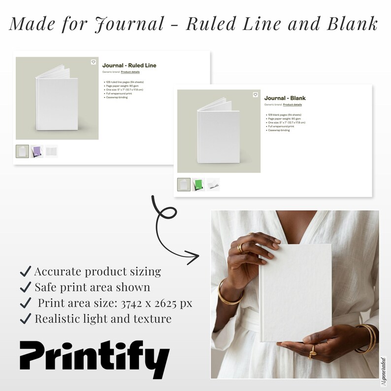 Printify Hardcover Journal Mockup Canva PSD image 6