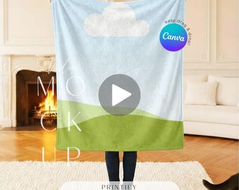 Maqueta de vídeo de manta de felpa de terciopelo para Canva