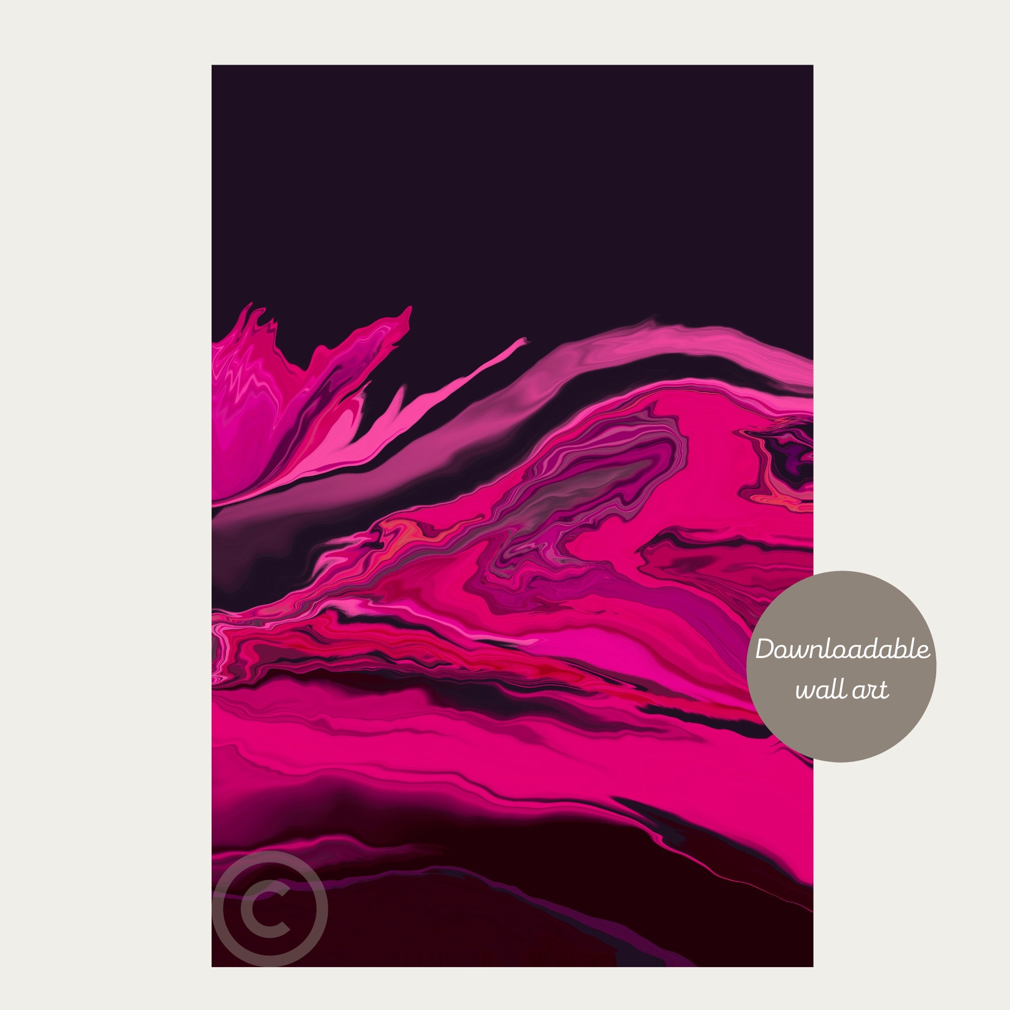 Hot Pink and Black Wall Art Print, Set of 3 Abstract Printable Art ...