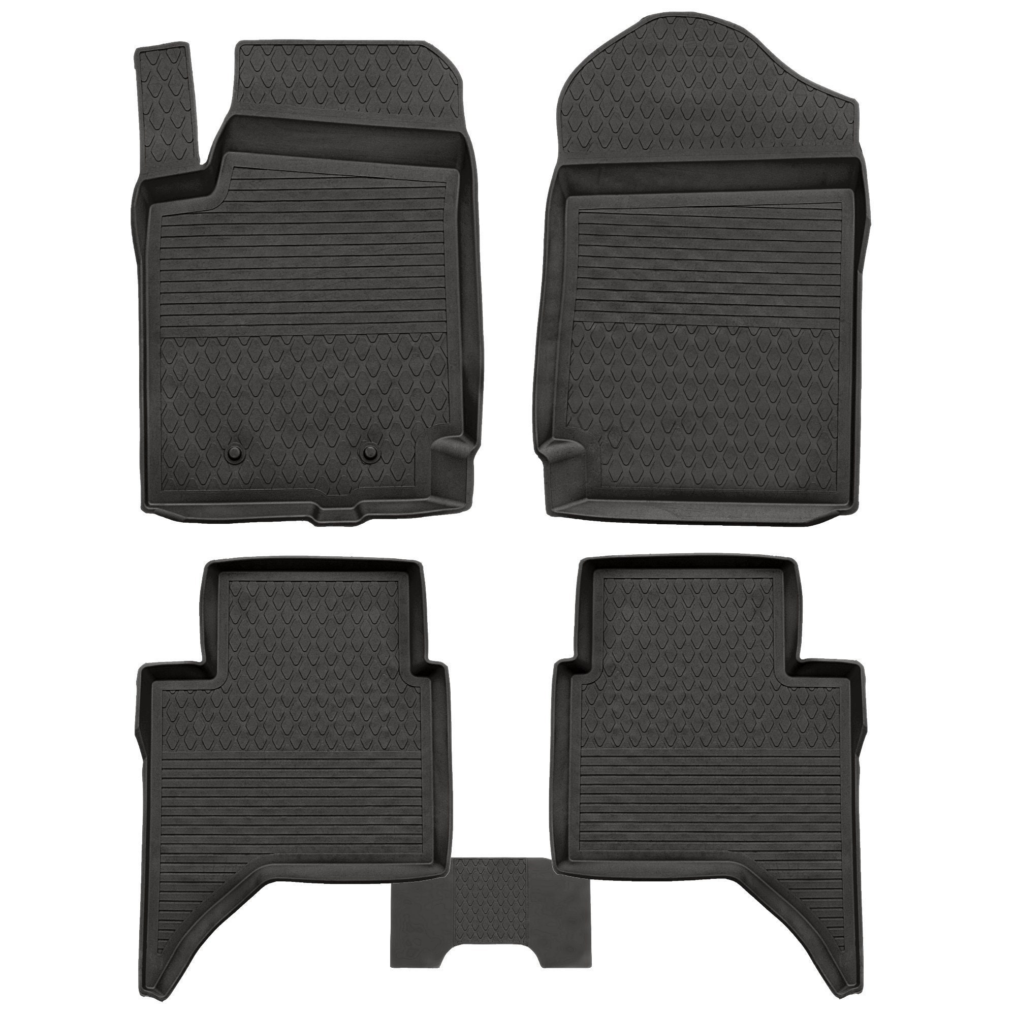 All Weather Rubber Floor Mats For 2017-2020 Hyundai Elantra - 3-Piece Set, Black, Anti-Slip