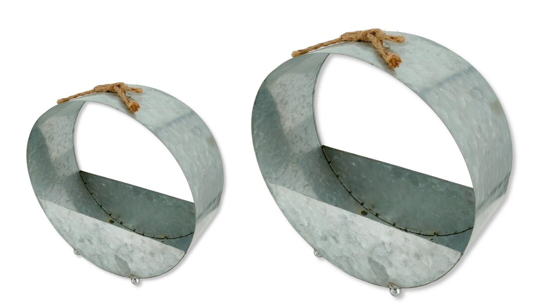 Metal Flower Pot Ring Silver Round for Standing or Hanging Planter ...