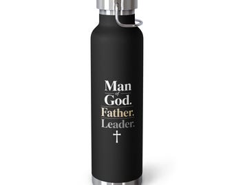 Vaso térmico "Hombre de Dios, Padre, Líder" / Regalo para papá cristiano / Regalo para papá / Botella de cobre con aislamiento al vacío