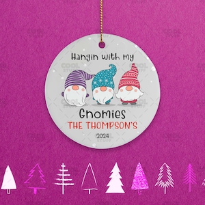 Gnomes Personalized Christmas Ornament, Gnome Ornament, Funny Ornament, Family 2024 Ornament, Gnome Christmas Gift, Gnome Family Gift, Xmas