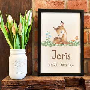 Poster Babydaten TIERE I Druck I personalisiert I Geschenk zur Geburt I auch zum Selberdrucken I digitale Datei ( PDF)