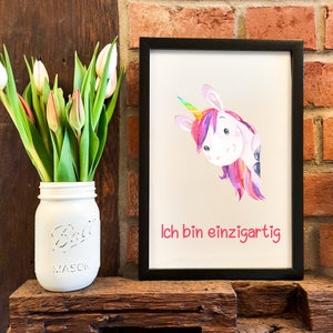 Poster AFFIRMATION EINHORN I Druck  auch als Set I auch zum Selberdrucken I digitale Datei ( PDF)