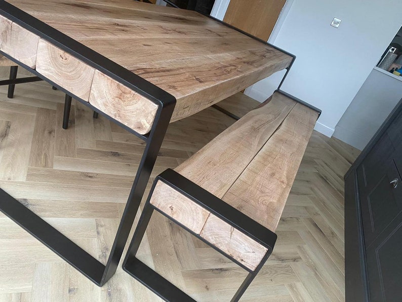 Rustic Solid Oak Wrap Around Dining Table & Bench Etsy