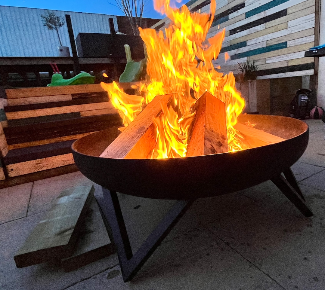 Large Heavy Duty Fire Pit, Robust Steel Outdoor Log Burner Hand Made Etsy