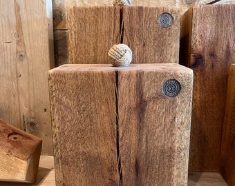 Handmade Solid Oak Doorstop | Heavy Wooden Door Stop | Rustic Farmhouse Door Stop | Jute Rope Handle | UK Handmade | Funky Timber