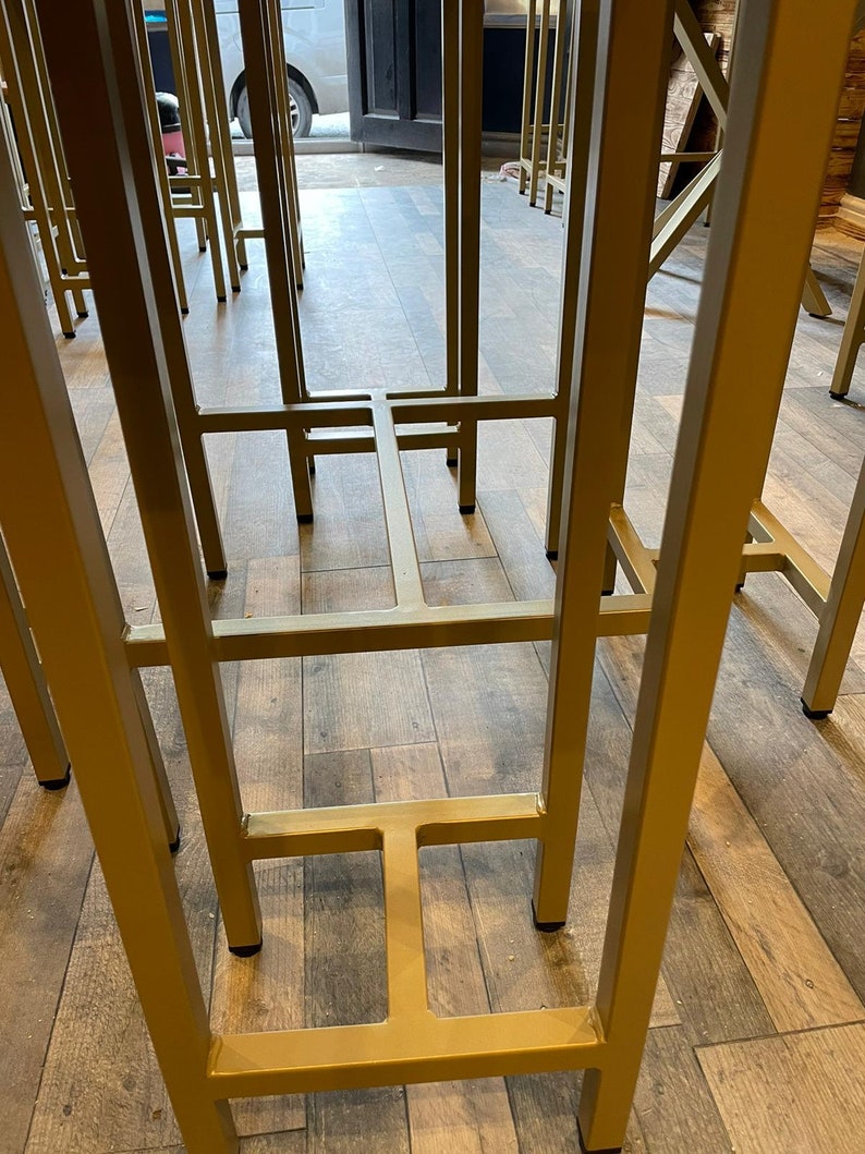 Tall Rustic Bar Table and Stool Set Gold Steel Etsy